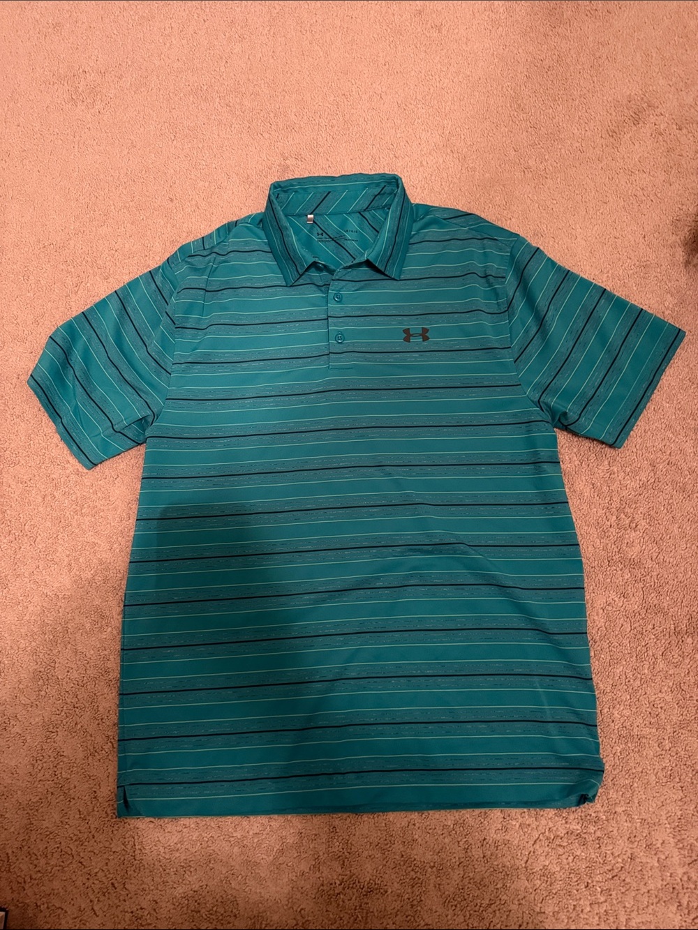 Under Armour Teal Striped Golf Polo - Picture 3 of 6